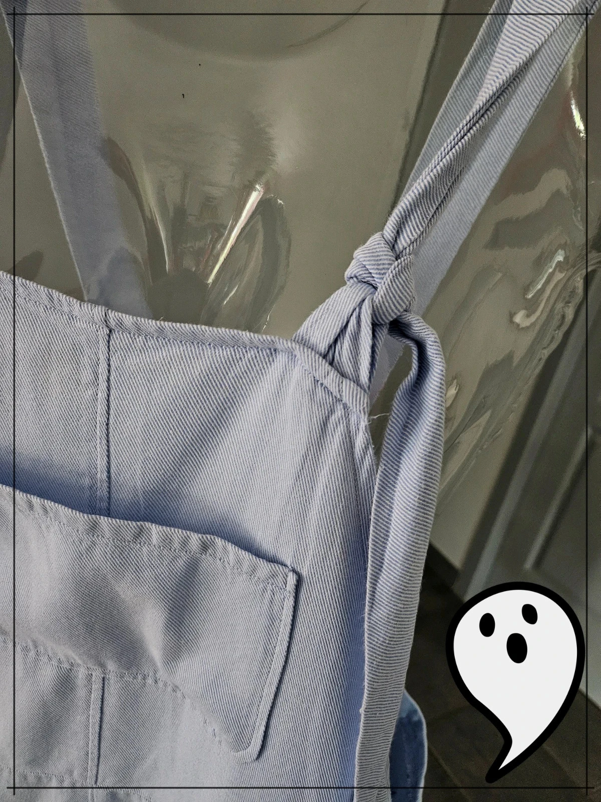 light blue and white striped hand-made combi short – photo 4
